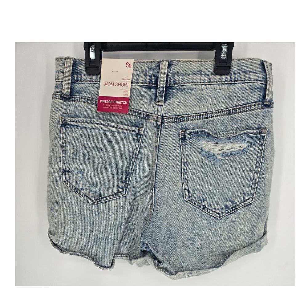 So Acid Wash Blue Jeans Mom Shorts High Rise Vintage Stretch Women's 9/29 New - Picture 5 of 10